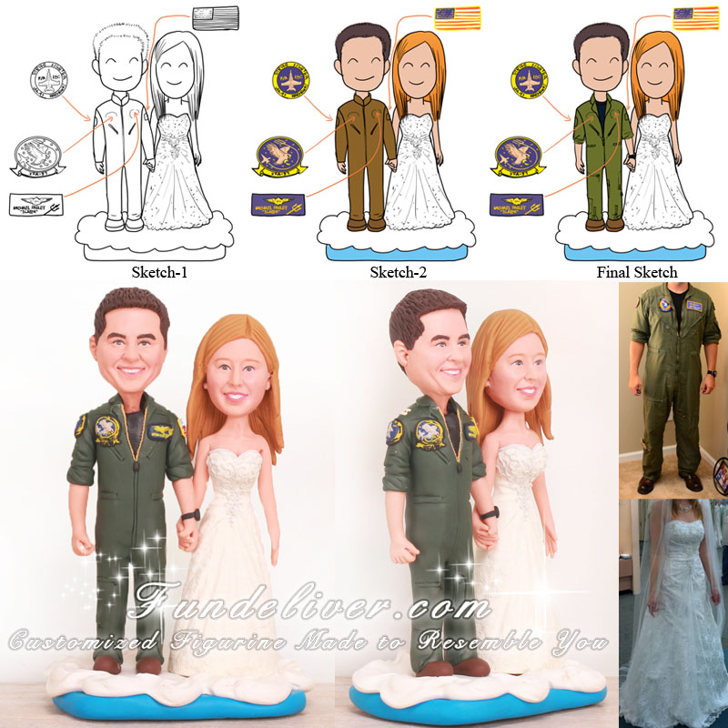 Groom in Flight Suit Wedding Cake Toppers